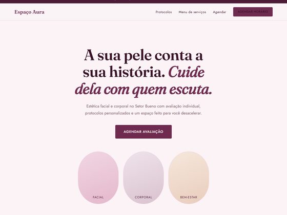 Prévia do modelo de site para estética e bem-estar