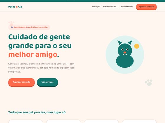 Prévia do modelo de site para clínica veterinária