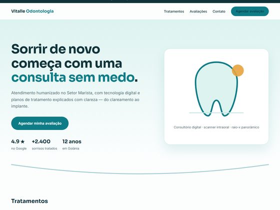 Prévia do modelo de site para clínica odontológica